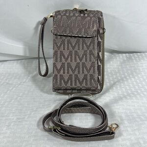4044: MKF Collection Metallic M Logo Phone Crossbody Wallet